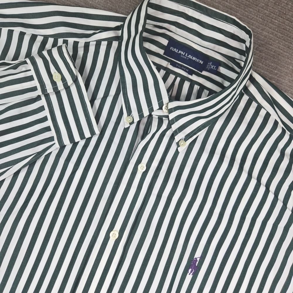 Ralph Lauren Men's Striped Button-Down Shirt - Green & White